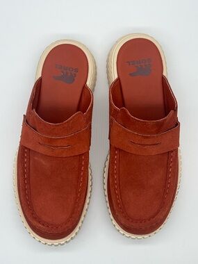 Sorel Women's Size 6 ONA AVE Red Leather Slip on Clogs Loafers EUC